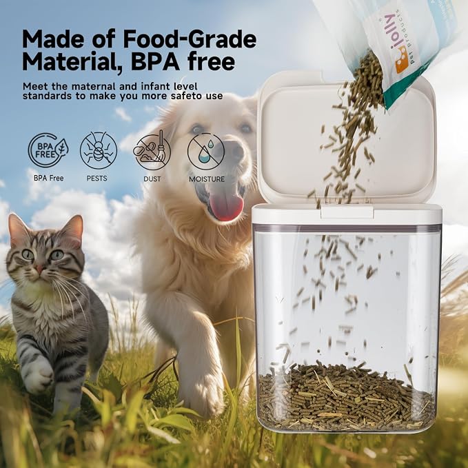 LivLab Mker 5 lb Airtight Dog Food Storage Container with Scoop, White
