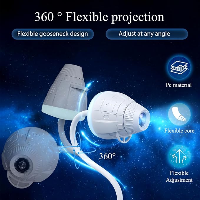 2-in-1 Galaxy Projector Night Light, USB Star Projector for Bedroom | 360° Adjustable Brightness Portable Galaxy Light Mini LED Wall Projection Lamp for Roof of Car & Tent Home Decor Gift,3 Films