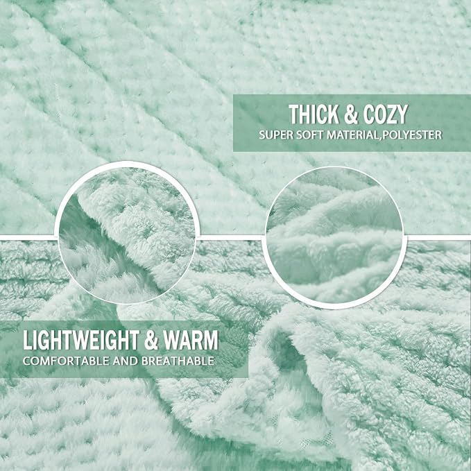 Exclusivo Mezcla Soft Waffle Fleece Bed Blanket King Size, Mint Green | Lightweight Plush Blanket for Bed, Bedroom, Cozy Flannel with Waffle Texture, Stylish Home Decor, All Season, 104x90 Inches