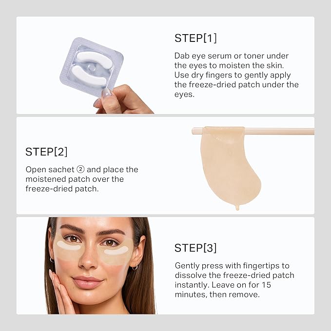 depology Caffeine Under Eye Patches + Freeze-Dried Collagen Under Eye Mask, Awakening Eye Patches for Puffy Eyes and Dark Circles& Fine Lines, 8 Pairs | 2‑Step Hydrating & Smoothing & Reviving