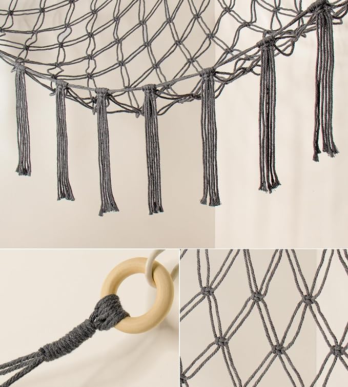 mirolam Stuffed Animal Storage Hammock Net - Toy Hammock Net for Stuffed Animals Corner - Hanging Stuff Animal Organizer Holder Large Size Baby Nursery Room Decor-Grey