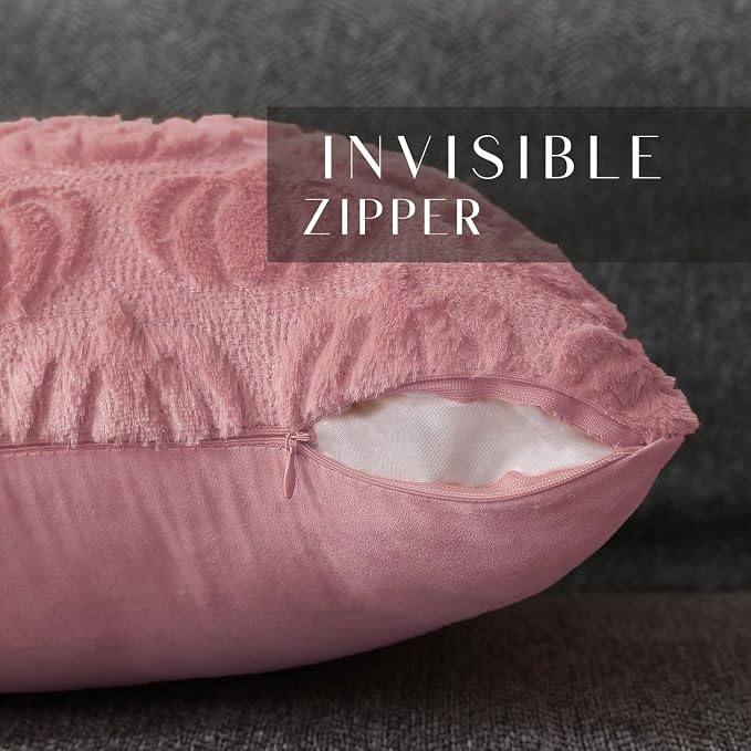 DFXSZ Fall Pillow Covers 18x18 2Pcs Pink Pumpkin Fall Decorations for Home | Fall decor Set of 2 Throw Pillow Cases Soft Plush Faux Fur Wool Couch Cushion for Chair Sofa Bedroom Living Room Home Decor