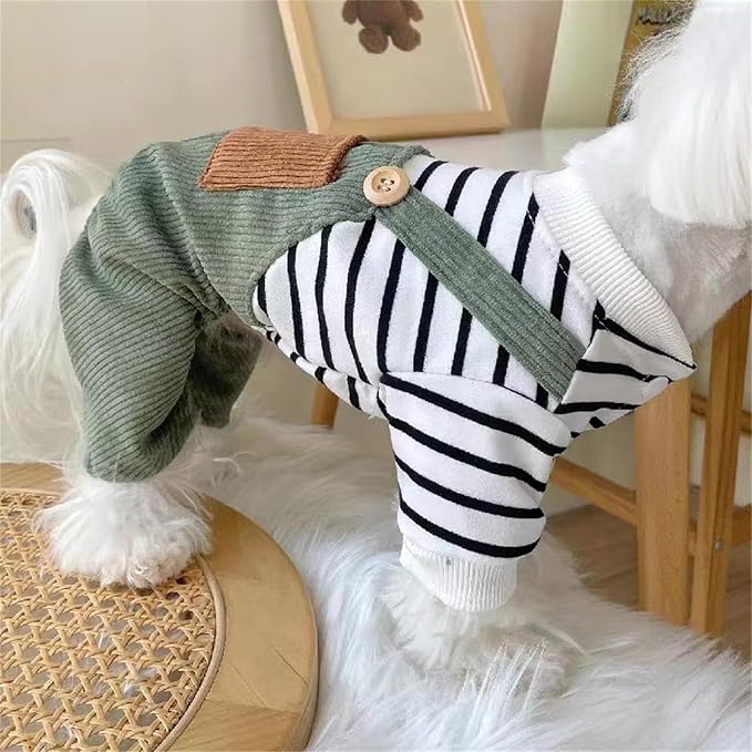 Dog Comfortable Soft Overalls Dog One-Piece Bear Outfit Puppy Cute Sweater Shirt Corduroy Pants Pet Stylish Summer Spring Clothes for Small Dogs Chihuahua Dachshund Daily Holiday Jumpsuit Costume