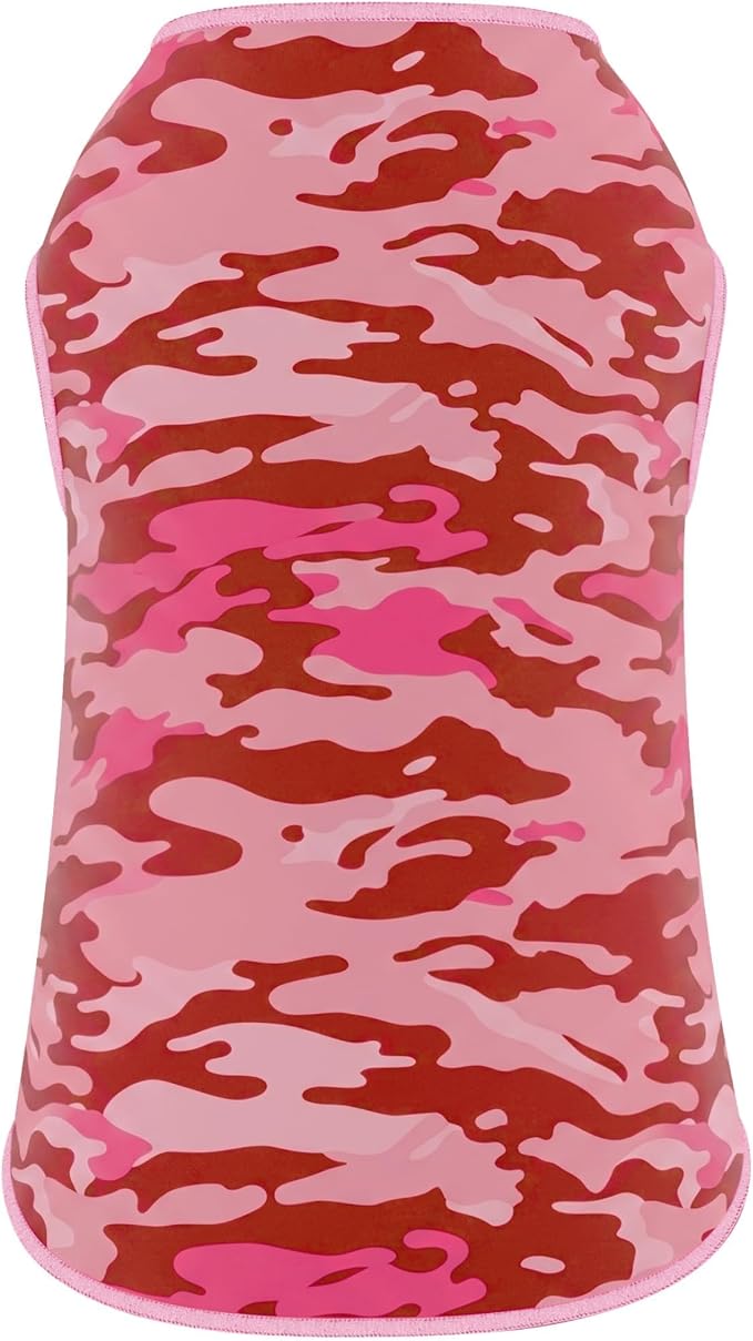 YUDODO Lightweight Dog Shirts, Stretchy Dog Tank Tops, Soft Pet Vest | Skin-Friendly, Breathable, Sleeveless, All Season Dog Clothes, For Small Medium Dogs, Pink Camo, M