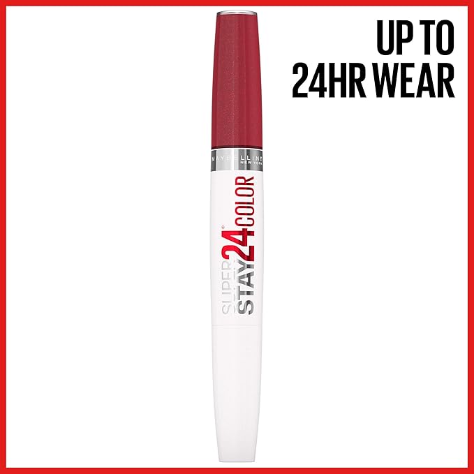 MAYBELLINE Super Stay 24 2-step Long Lasting Liquid Lipstick and Lip Balm, 930 City Ablaze, 1 count