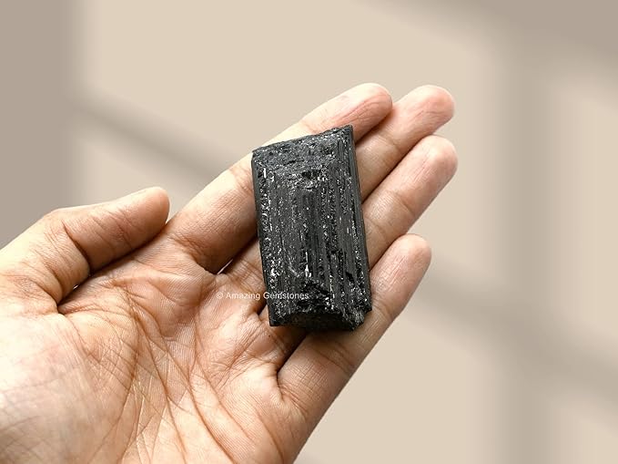 Amazing Gemstone Black Tourmaline Crystal - 1 Piece of 100-200 Grams Black Tourmaline Stone - Very High Grade Crystals Rough Raw for Protection, Good Vibes Turmalina Negra Piedra Originales