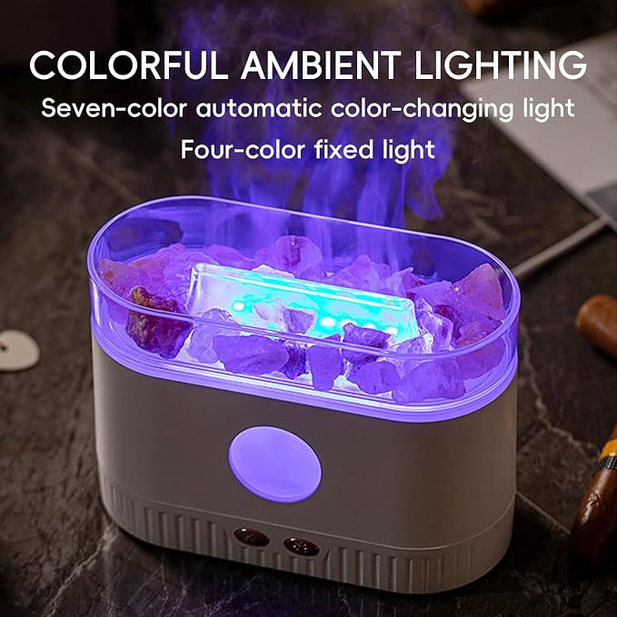 YALEDI Aromatherapy Essential Oil Diffuser, 3-in-1 Himalayan Salt Lamp Diffuser with 7 Color Lights, 200ml Ultrasonic Cool Mist Humidifier for Home Bedroom Yoga, Himalayan Pink Salt Therapy (Grey)