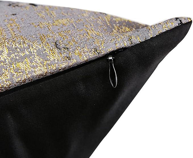 vctops Gold and Black Decorative Luxurious Throw Pillow Covers Jacquard Square Cushion Cases Pillowcase for Bed Sofa Couch Chair Car Home Decor (Gold Black,18"x18")