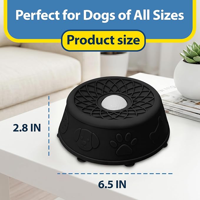 Slow Feeder Dog Bowls with Rolling Ball & Lick Mat for Dogs, Interactive Dog Enrichment Toy, Anti-Slip Puzzle Feeder for Yogurt, Bone Broth & Wet Food, Slow Eating Bowl for Small, Medium & Large Dogs
