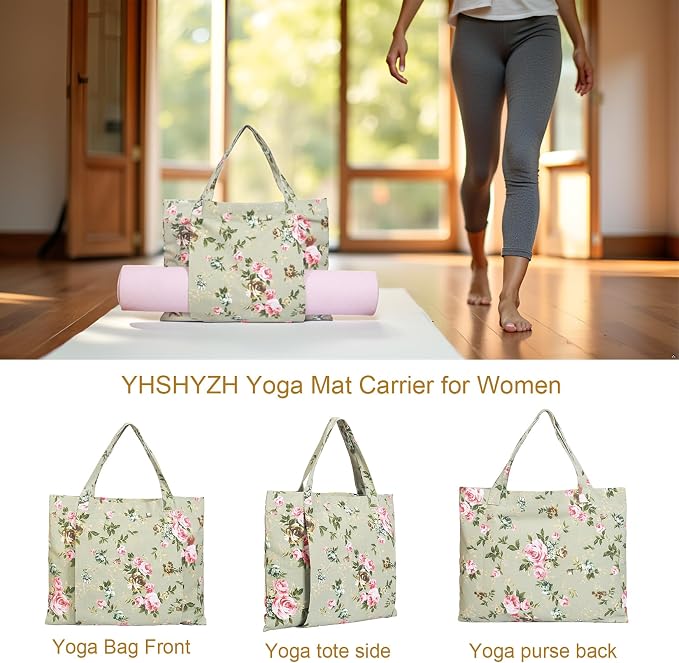 Yoga Mats bag for Women, Canvas Bags for Yoga Mat & Blocks Women, Floral Gym Valentine's Day Gifts for Yoga Lover
