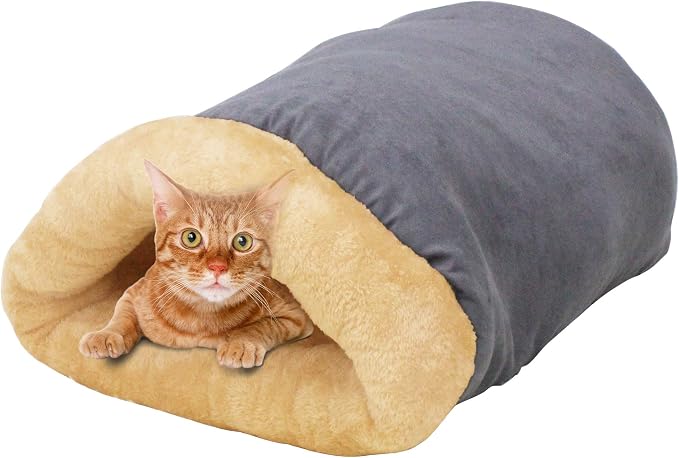 4 in 1 Self Warming Burrow Cat Bed Hideway Sleeping Cuddle Cave | Keep Warming, Machine Washable, Easy to Clean, Soft & Comfortable, Pet Beds fo Cats & Dogs, Cozy Privacy Nook