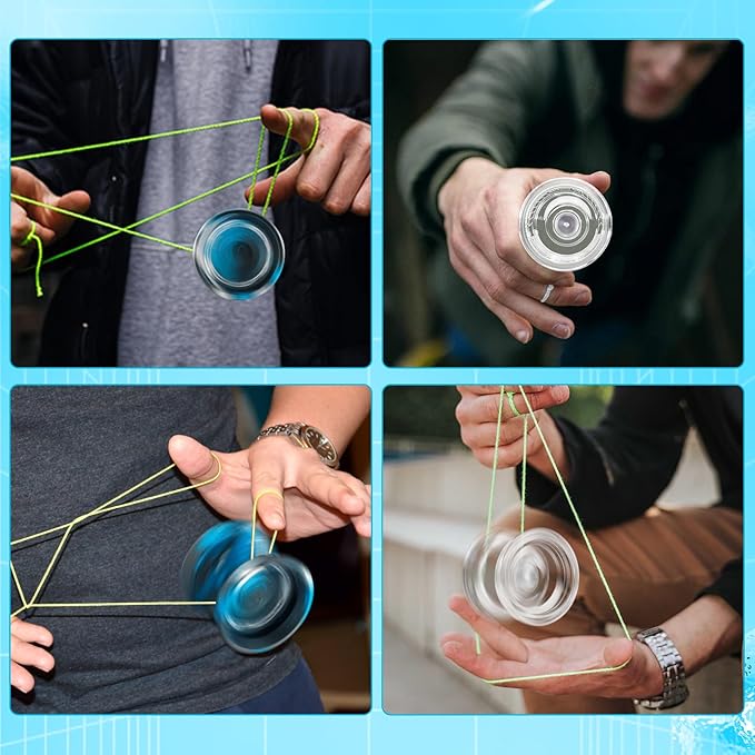 WATIEOBOO yoyo 2-Piece Set - P02 Crystal yo-yo and M18 Black Blue Silver Camouflage Yo-yo, Suitable for Beginners and Professional Yoyo Stunt Players, Adult Yo-Yo and Beginner Yo-Yo