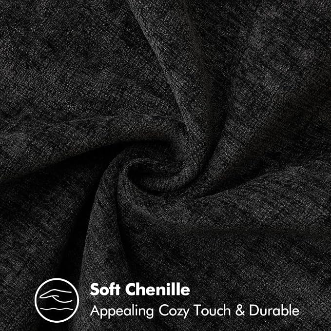 MIULEE Decorative Couch Throw Pillow Covers 18x18 Inch Black 2 Pack | Halloween Farmhouse Pillow Covers with Stitched Edge, Soft Chenille Cushion Cases, for Sofa Bed Living Room Home Decor