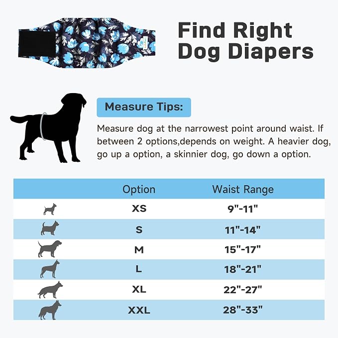 Langsprit Small Male Dog Diapers for Doggie Puppy,Reusable Belly Bands for Male Dogs Wraps,Washable Doggy Dog Diapers Medium Large in Incontinence 5 Pack (Vibrant Leaves, Small)