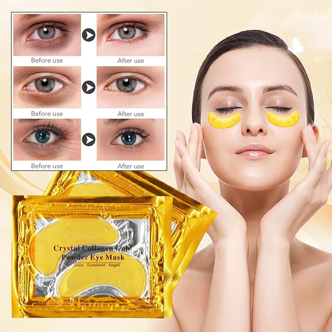 32 Pairs Lip Masks with Eye Mask, 24K Collagen Under Eye Patches for Dark Circles and Puffy Eyes, Reduce Lip Wrinkles, Anti Chapped & Remove Lip Dead Skin, Nourishes the Lip & Eye Skin (32)