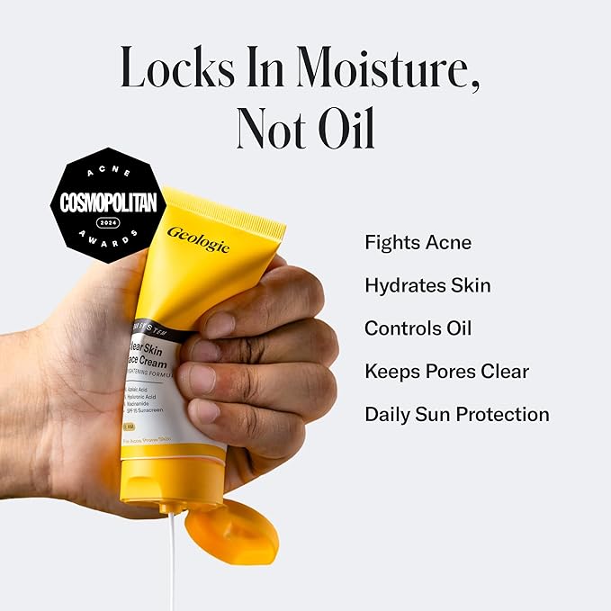 Geologie Acne Control Face Routine | 3-Piece Kit Includes Exfoliating Cleanser, Repairing PM Moisturizer, Oil Free AM Moisturizer | Daily Routine for Clear, Healthy Skin | Lasts 3 Months