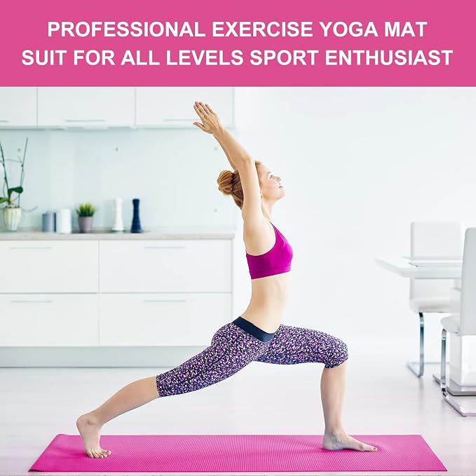3 mm Thin Yoga Mats Bulk, Lightweight PVC Exercise Mats Non Slip Workout Fitness Pads for Yoga Pilates Stretching Classes Gym Home Studio, Easy to Clean