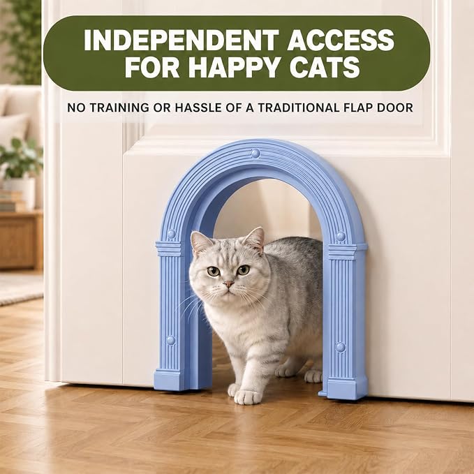 Cat Door for Interior Doors Large - No-Flap, No Training Needed