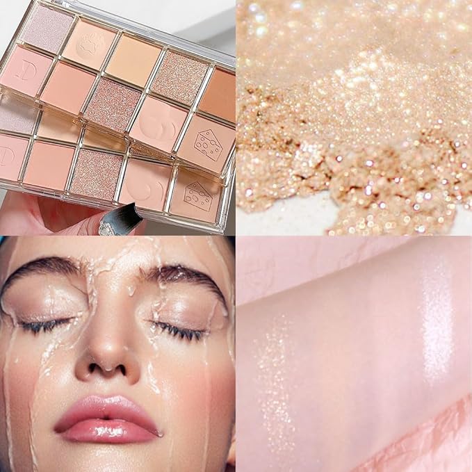 10Colors Nude Pink Rose Gold Colorful Eyeshadow Palette Makeup,Natural Neutral Eye Shadow,Naturing-Looking Long Lasting Waterproof Blendable Hypoallergenic Suitable for Beginners