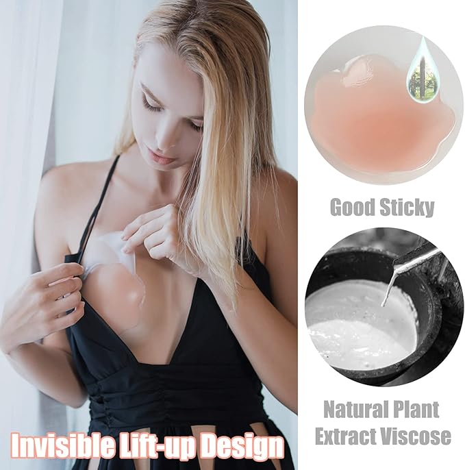 FLORENCE IISA Sticky Bra for Breast Lift Pasties Nipple Covers Invisible Silicone Adhesive Bra Petals Stick on Bra