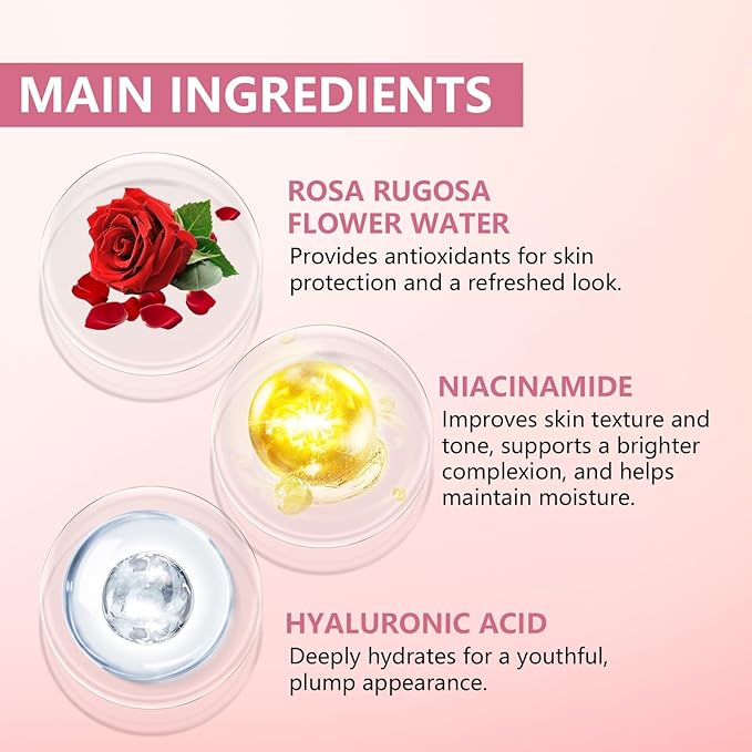 Skincare 5% Niacinamide Face Serum with 5% Damascus Rose Water Deep Hydration, Soothes Skin, Enhances Elasticity (3 Pack 15g)