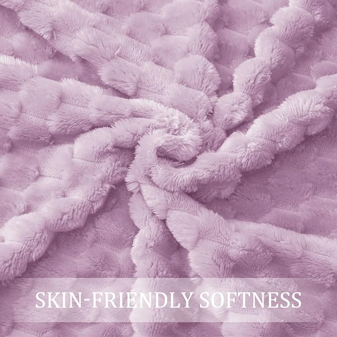 Exclusivo Mezcla 3D Fleece Twin Size Blanket for Bed, Lilac Purple | Extra Soft Fuzzy Plush Lightweight Bed Blankets, Cozy Fluffy Decorative Blankets for All Seasons, 60x80 Inches