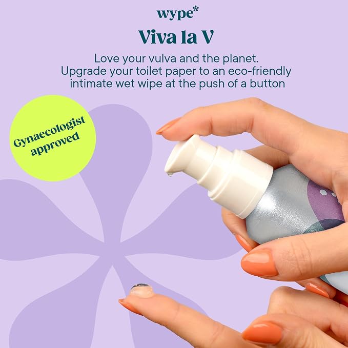 Wype | Viva La V | Toilet Paper Gel | Flushable Feminine Wipes Alternative | Feminine pH Balanced, Rose & Geranium Scented | Equivalent To 100 Wipes | 1.6 fl oz
