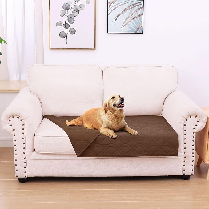 Waterproof Dog Bed Blanket - Soft Pet Blanket & Sofa Cover for Dogs | Reversible Washable Furniture Protector, Couch Covers for Pets (30x53 Inch, Brown/Brown)