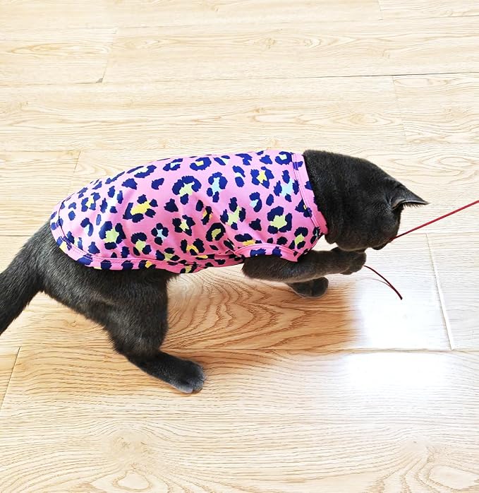 PET SHOW 4 Pack Paw Bone Printed Dog Clothes Shirts Soft Vest Lightweight Sleeveless Cats Doggies T-Shirts Puppies Tank Top Tee for Small Medium Dogs White Black Pink Blue (Medium, Pink for Girls)