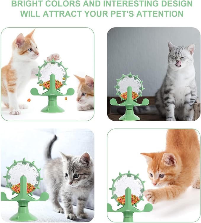iplusmile Cat Puppy Feeding Toy Slow Food Dispenser with Rotating Windmill Puzzle Feeder Interactive Pet Slow Feeder 6.41X5.43X2.91 Inch