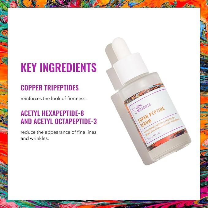 Good Molecules Super Peptide Serum Pack 3 – 1 fl oz / 30 ml Each | Lightweight Facial Serum with Peptides & Copper Tripeptides, Water-Based Skincare
