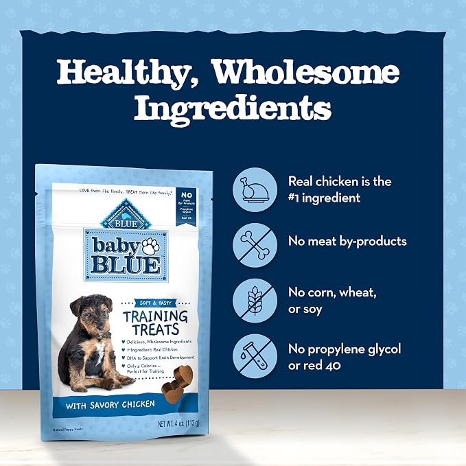 Blue Buffalo Baby Blue Training Treats Natural Puppy Soft Dog Treats, Savory Chicken 4-oz Bag (Pack of 6)