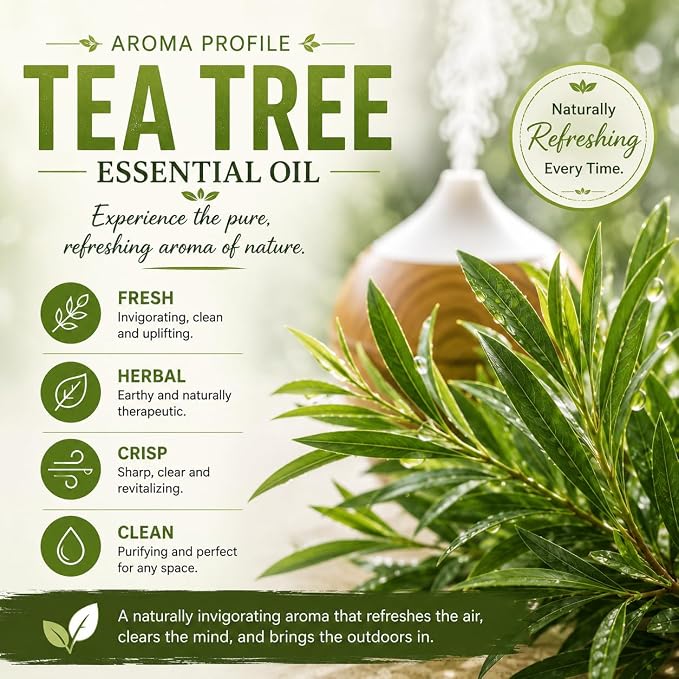 Tea Tree Essential Oil 1 fl oz – 100% Pure & Natural, Uncut & Undiluted – Therapeutic Grade for Diffuser, Aromatherapy, Home Use – Greenhealth