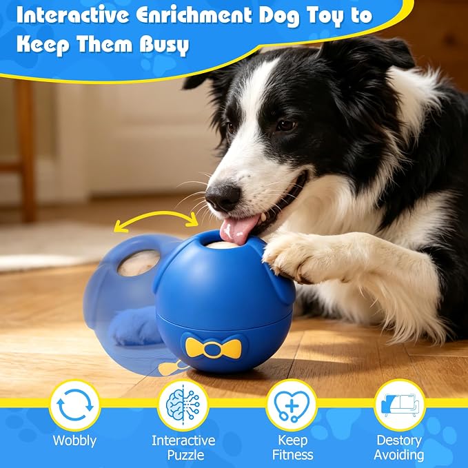 Yipetor Wobbly Dog Chew Toy, Frozen Treat Lick Ball for Medium Large Dogs