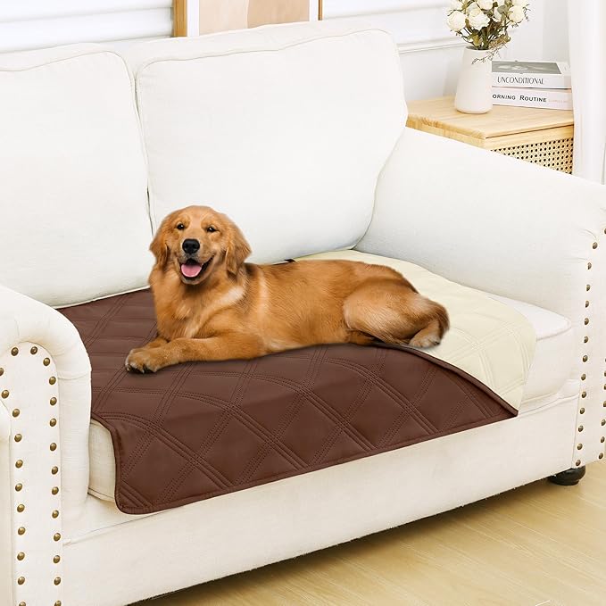 Smiry Waterproof Dog Bed Cover, Reversible Pet Blanket for Sofa Couch | Soft Washable Dog Blanket, Leakproof Couch Cover for Dogs Cats & Furniture Protection, 30x53, Brown/Beige