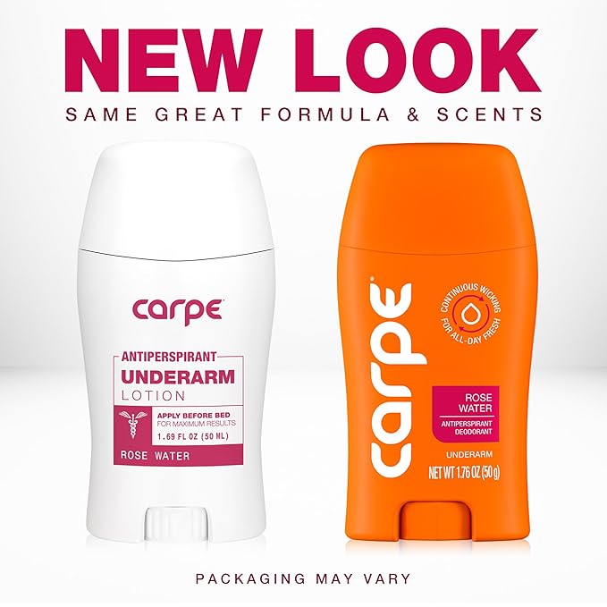 Carpe Underarm Antiperspirant for Women - 72 Hour Sweat & Odor Control - Women's Sweat Control Antiperspirant Deodorant - Extra Strength - Rose Water - 2 Pack