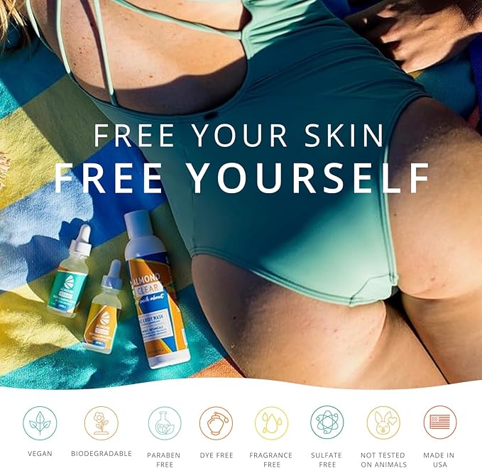 Almond Clear Level 2 Serum | Mandelic Acid Body Serum for Acne, Folliculitis, Aging Skin, Ingrown Hairs, Dark Spots on Face, Chest, Butt, Back, Thighs, Arms | 4 oz