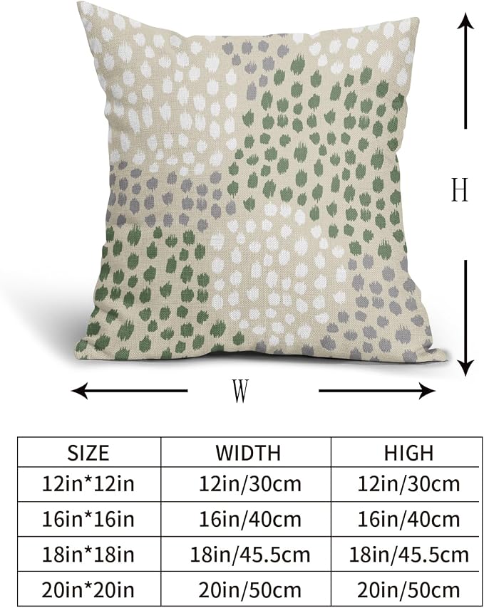 Sage Green White Pillow Covers 18x18 Set of 2 Boho Gray Polka Dot Throw Pillows Modern Trendy Print Decorative Outdoor Farmhouse Pillowcase Cushion Cover Linen Pillow Case Decor for Sofa Couch Bed