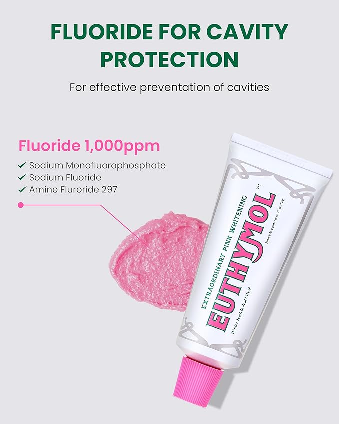 EUTHYMOL Whitening Toothpaste (3.7fl oz) - Stain Removal in 2 Weeks, Long-Lasting Freshness for Sensitive Gum & Teeth. Bad Breath, Cavity Prevention. Recyclable Aluminum Tube