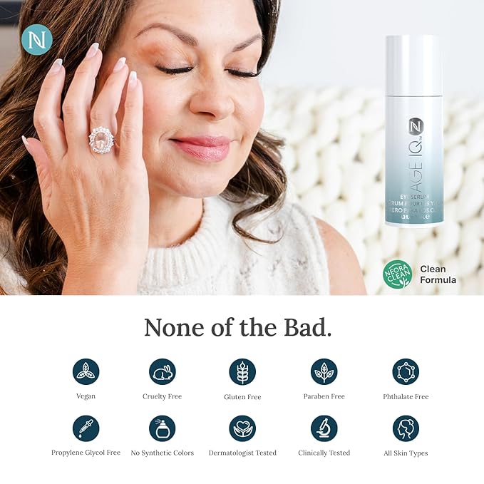 Neora Age IQ Eye Serum - Targets Puffiness, Dark Circles & Fine Lines, Peptides & Hyaluronic Acid, Lightweight Formula for All Skin Types - 0.3 fl. oz.