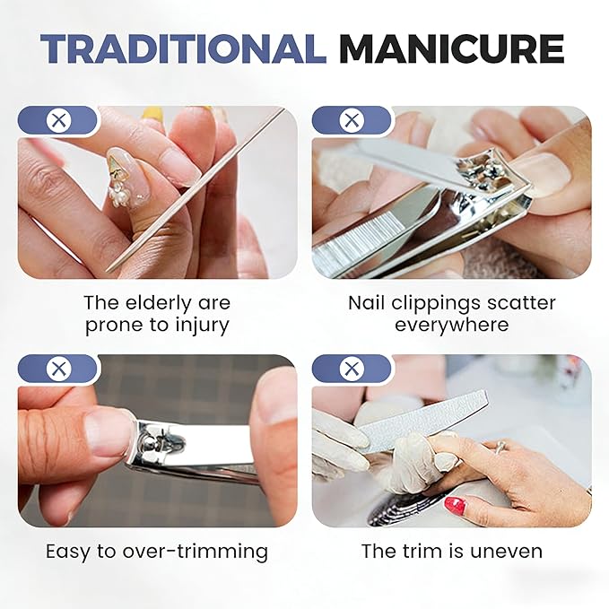 3 in 1 Automatic Electric Nail Clipper, 2026 New Electric Nail Clipper, Automatic Nail Trimmer with Light and Nail Scraps Storage, Electric Toenail Clippers for Seniors Adults (White)