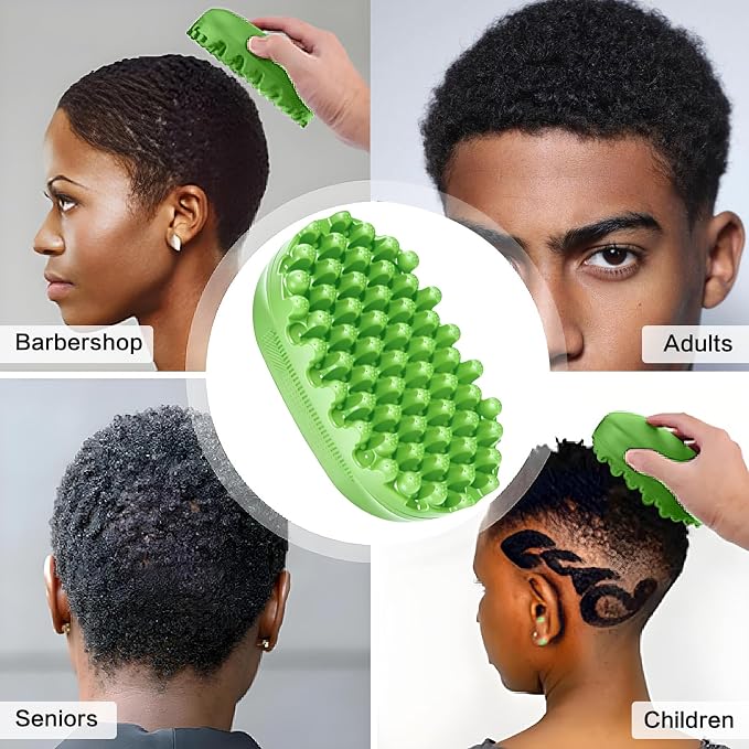 Rubber Curling Hair Brush，Premium Twist Tool for Afro Hair，Ideal for Curly, Coiled, 4C Hair，Quick & Easy Styling，Green
