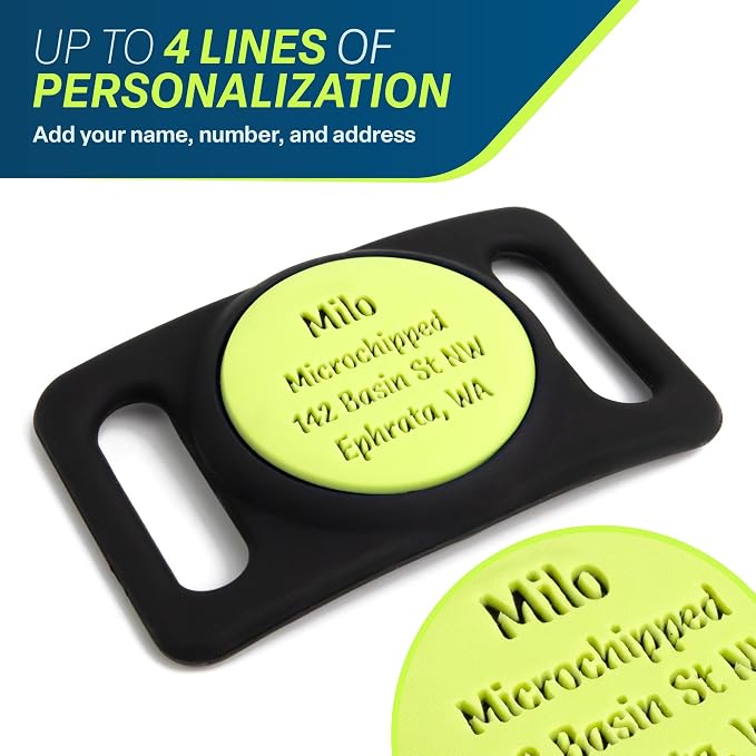 GoTags Designed for Airtag Engraved Cat Collar Holder, Personalized Case | for Cat Collar, Up to 4 Lines Name & Number, Slide On Tag for GPS Pet Tracker, Compatible with Apple iPhone (X-Small)