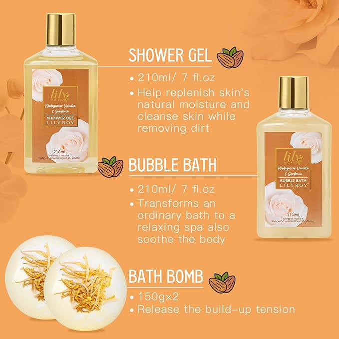 Mother's Day Gift Basket for Mom, Gifts for Women, Spa Gift Basket for Women - Vanilla Bath and Body Gift Basket Set, Pampering Spa Kit | Christmas Birthday, Perfect Holiday Gift for All Occasion