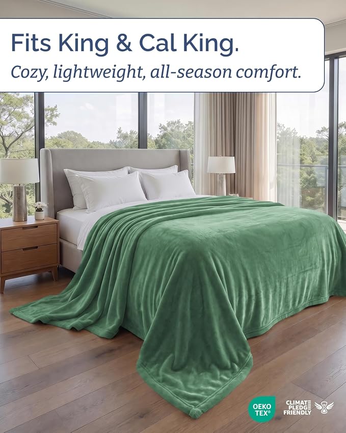 Ultra Soft Fleece Blanket Giant Blanket Size - Flannel Fleece Luxury Blanket - Lightweight for Couch Bed Chair - Thick, Warm and Breathable - All Season Cozy, Sage Green