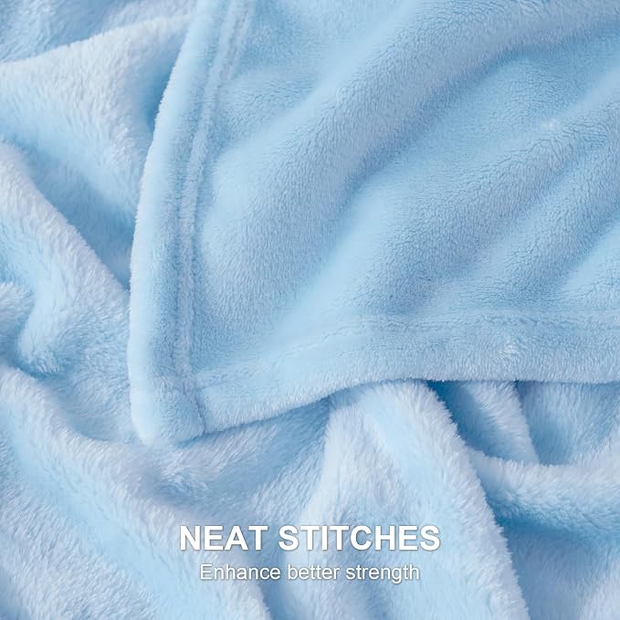 Hansleep Throw XL Light Blue Fleece Blanket, Soft Flannel Bed Blanket | Fuzzy Cozy Blanket 50x70 Inches, Multi-use for Bed, Sofa, Couch, Travel, Camping, All Season Warm Lightweight Cover