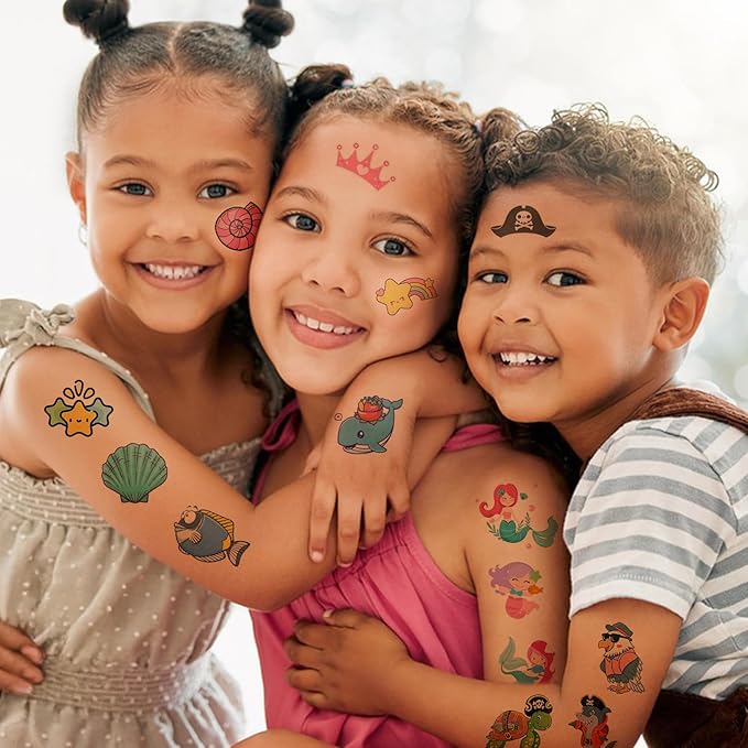 400+ Premium Temporary Tattoos for Kids & Adults - Waterproof Fake Tattoos Last 2-7 Days, Cute Fruit Animal Dessert Designs, Deluxe Gift-Ready Packaging, Perfect for Birthday Party, Halloween