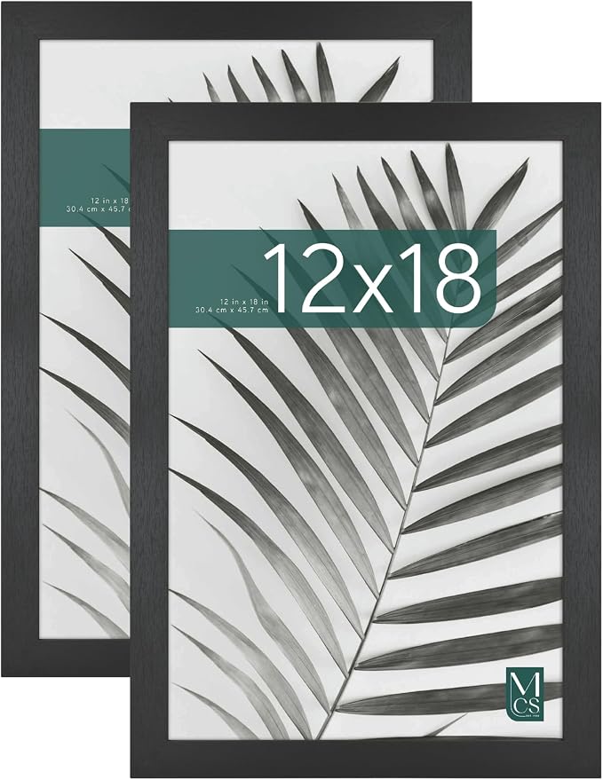 MCS Studio Gallery 12x18 Picture Frame Black Woodgrain Engineered Wood, Rectangle Photo Frame for Photos, Posters & Art Prints (2-Pack)