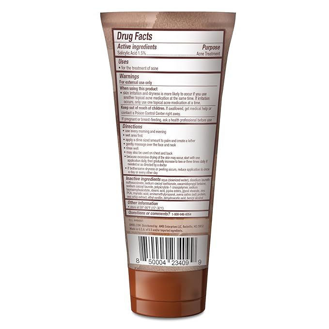 Ambi Even & Clear Gentle Exfoliating Wash with Oat and Sea Whip, Salicylic Acid Acne Treatment, Helps Clear & Prevent Breakouts, Exfoliates to Help Smooth Skin Tone & Texture, 5 Ounce