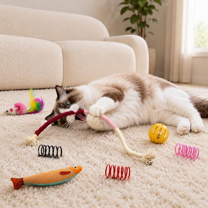 Cat Toys for Indoor Cats, 44 Pack Interactive Cat Toy Set for Kitten